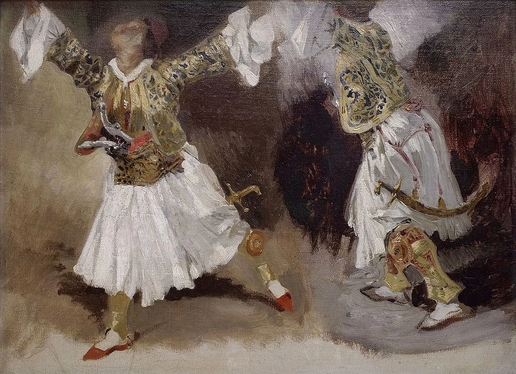 Due guerrieri greci danzanti